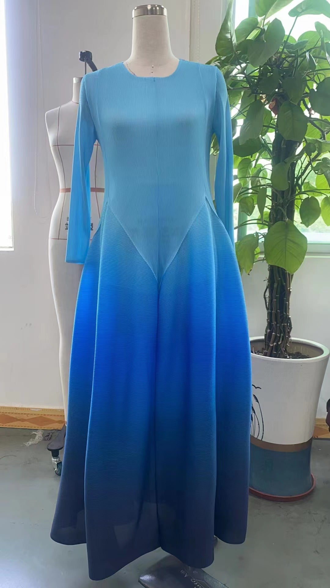 Pleated Gradient Dress