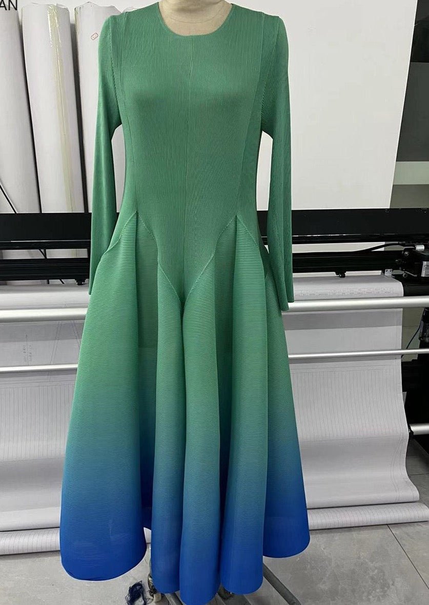 Pleated Gradient Dress