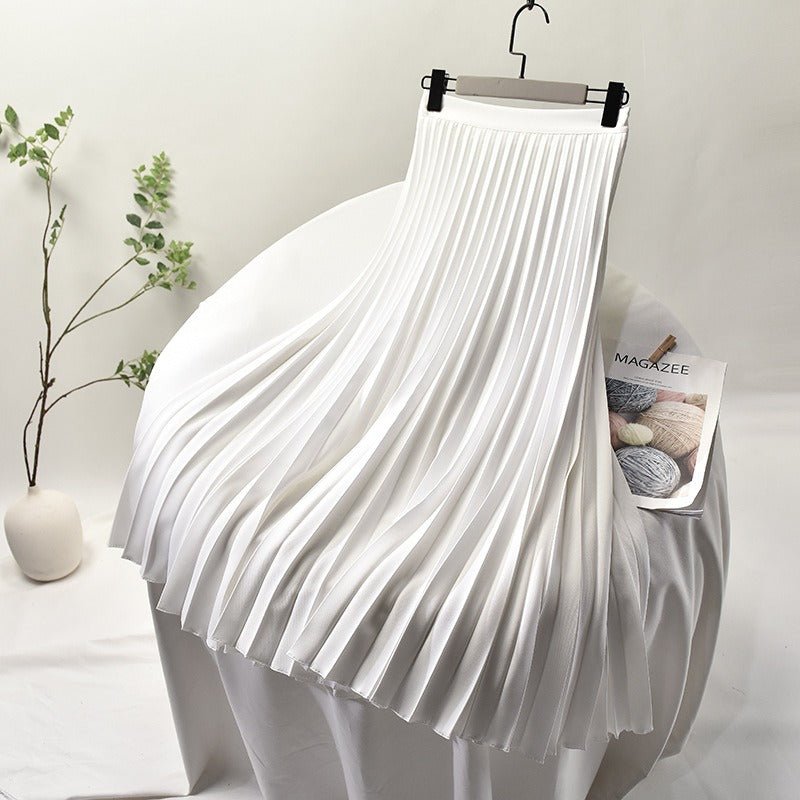 Pleated High Waist Long Skirt