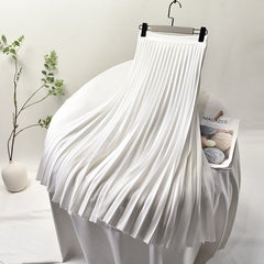 Pleated High Waist Long Skirt