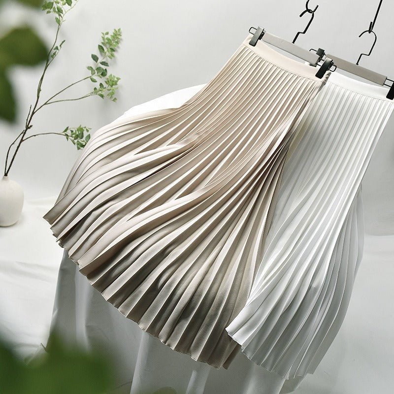 Pleated High Waist Long Skirt