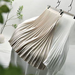 Pleated High Waist Long Skirt