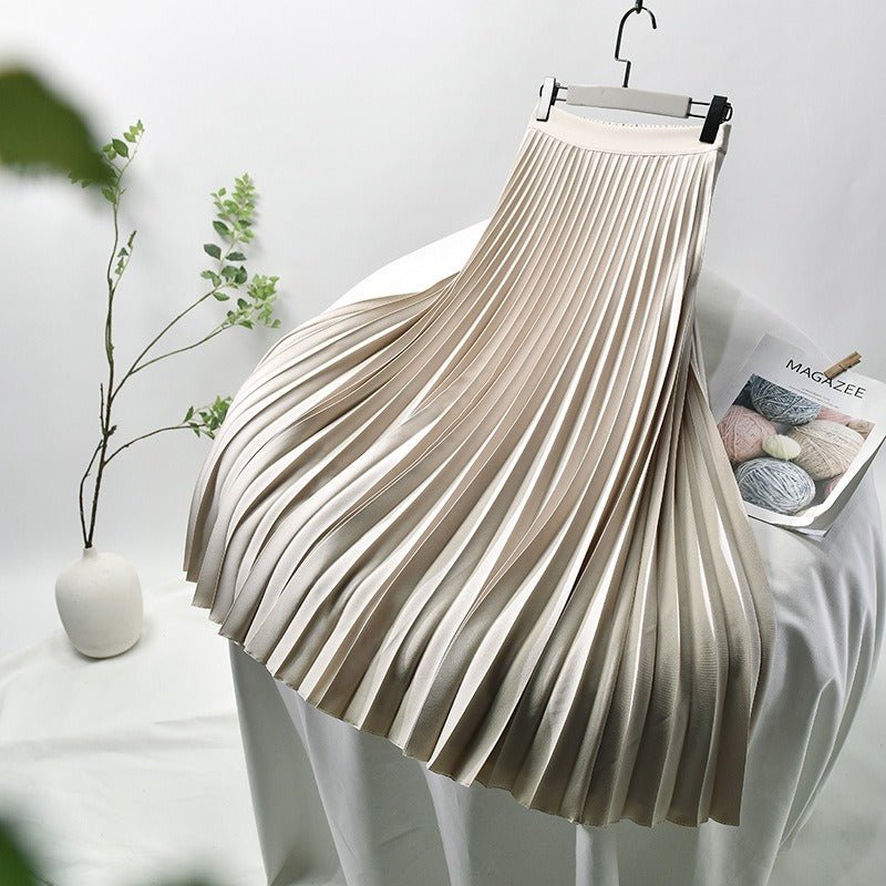 Pleated High Waist Long Skirt