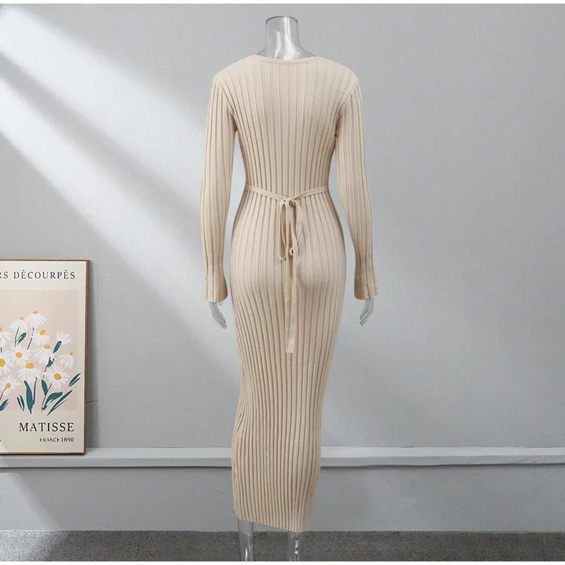 Pleated Knit Maxi Dress