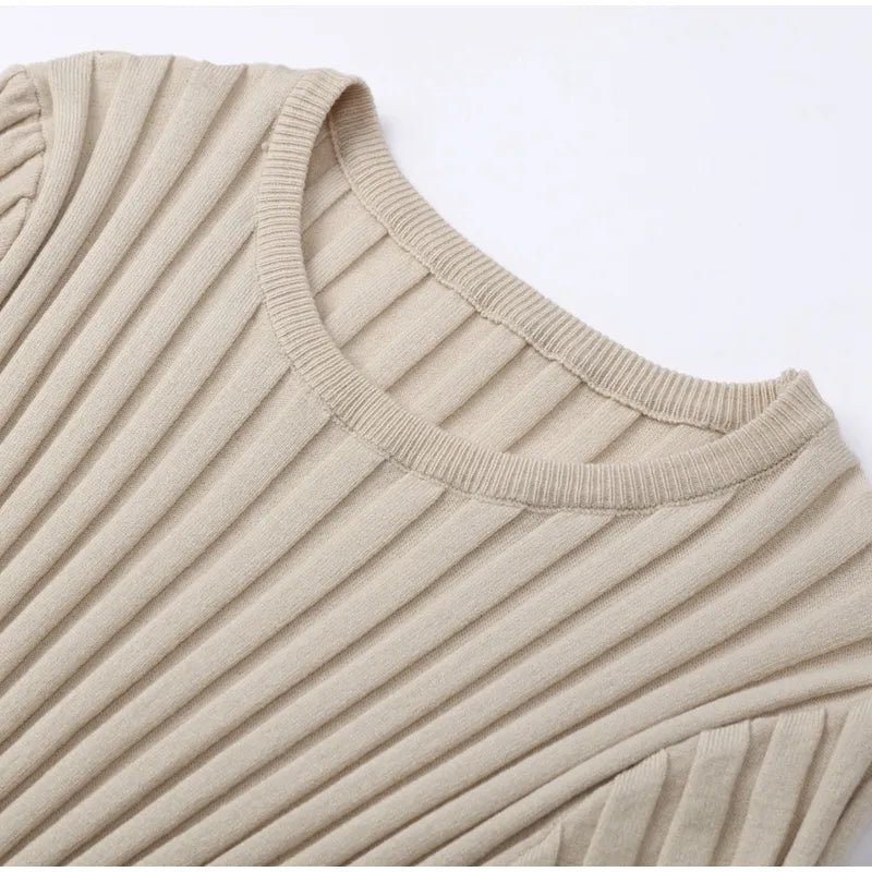Pleated Knit Maxi Dress