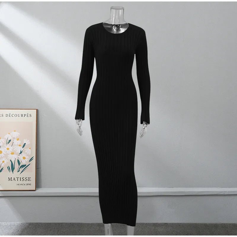 Pleated Knit Maxi Dress