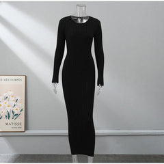 Pleated Knit Maxi Dress