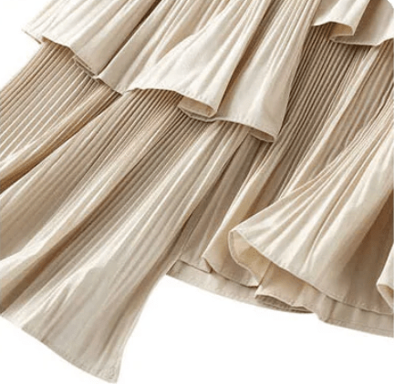 Pleated Ruffles Layered Midi Skirt