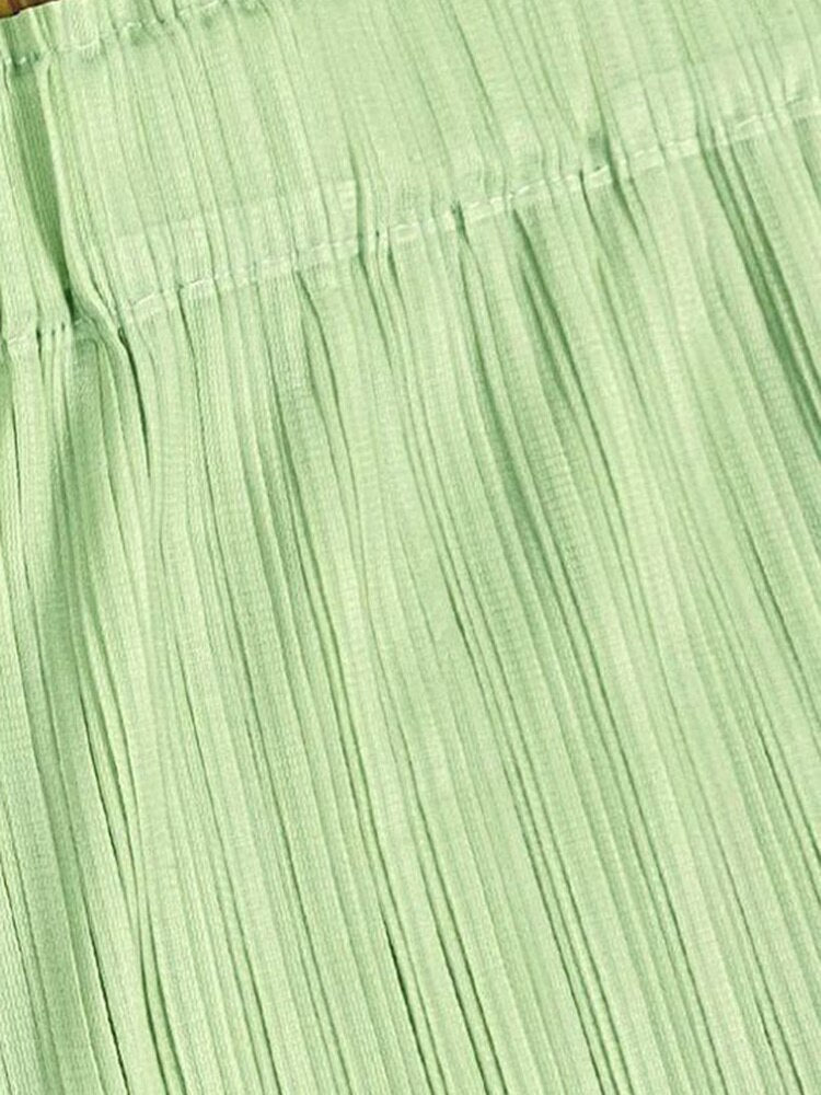 Pleated Tassel Hem Skirt