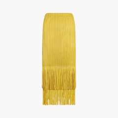 Pleated Tassel Hem Skirt