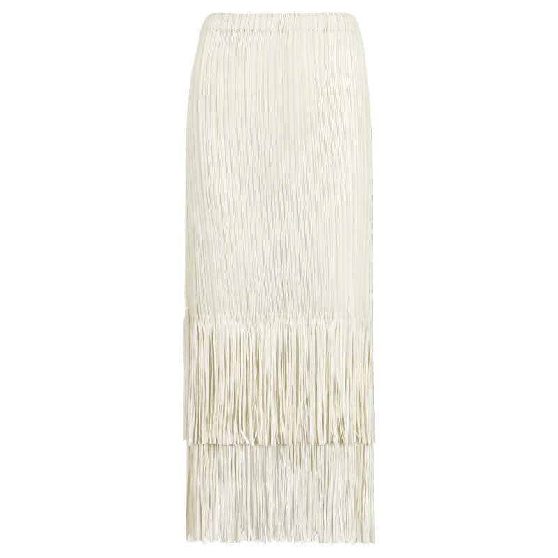 Pleated Tassel Hem Skirt