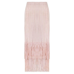 Pleated Tassel Hem Skirt