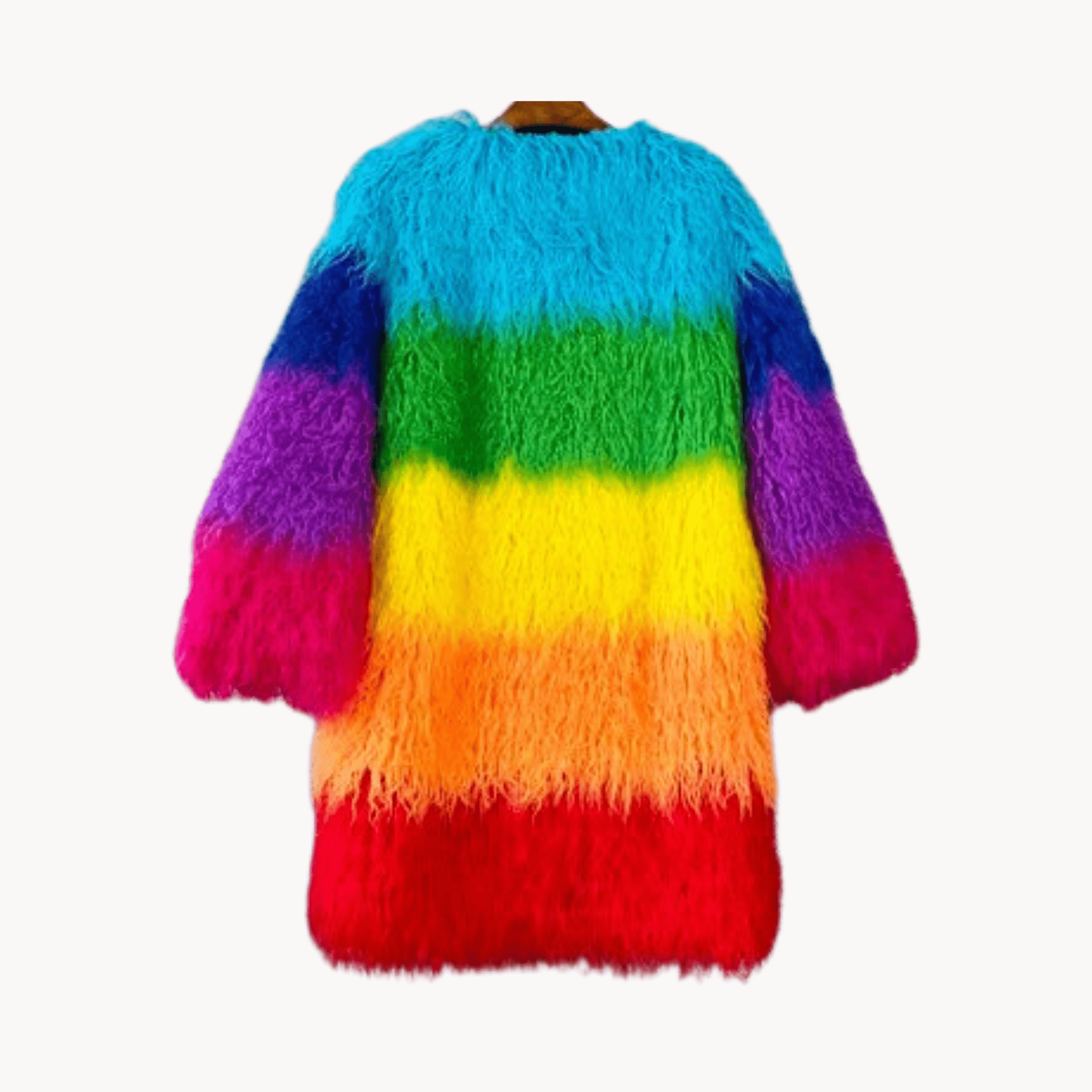 Plush Rainbow Faux Fur Winter Coat