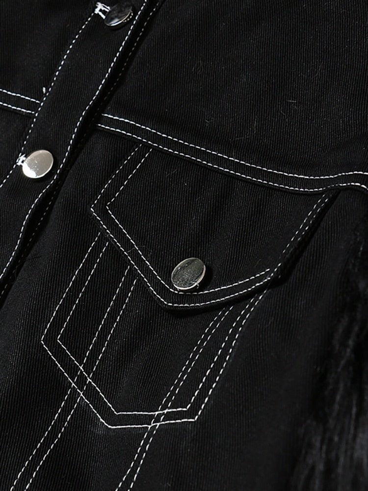 Plush Sleeves Turtleneck Denim Jacket - @phenomenalkat