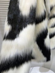 Plush Zebra Stripes Faux Fur Jacket