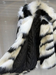 Plush Zebra Stripes Faux Fur Jacket - Final Sale
