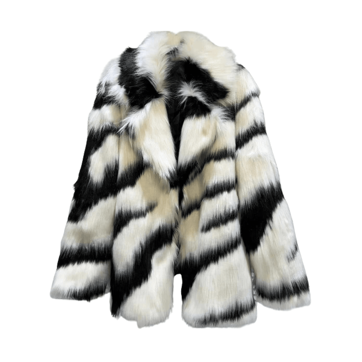 Plush Zebra Stripes Faux Fur Jacket - Final Sale