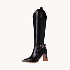 Pointed Knee-High Waterproof Platform Boots