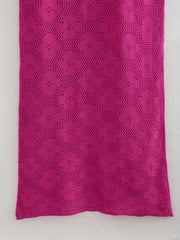 Pointelle Floral Knit Maxi Dress