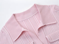 Polo Collar Knitted Mid-length Dress