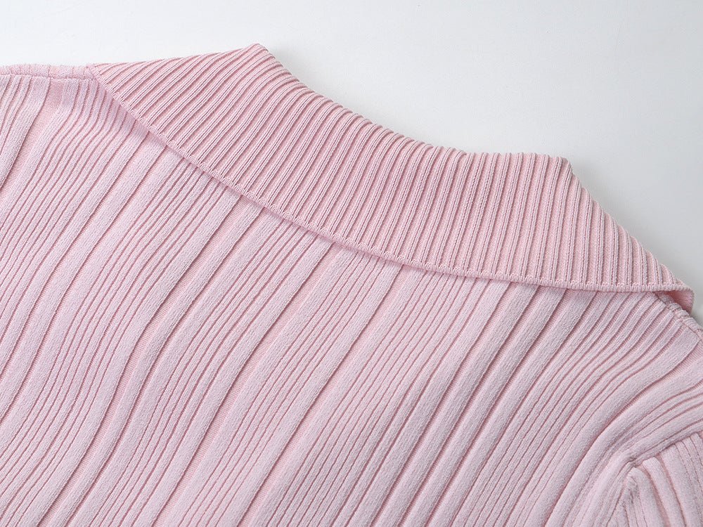 Polo Collar Knitted Mid-length Dress