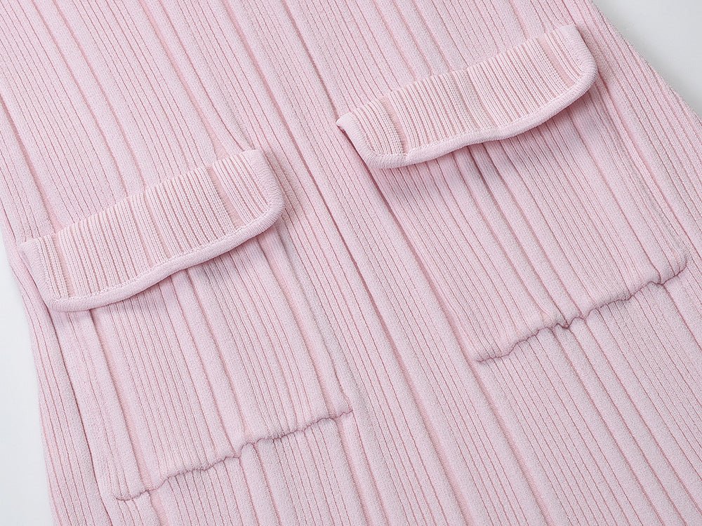 Polo Collar Knitted Mid-length Dress