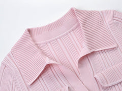Polo Collar Knitted Mid-length Dress