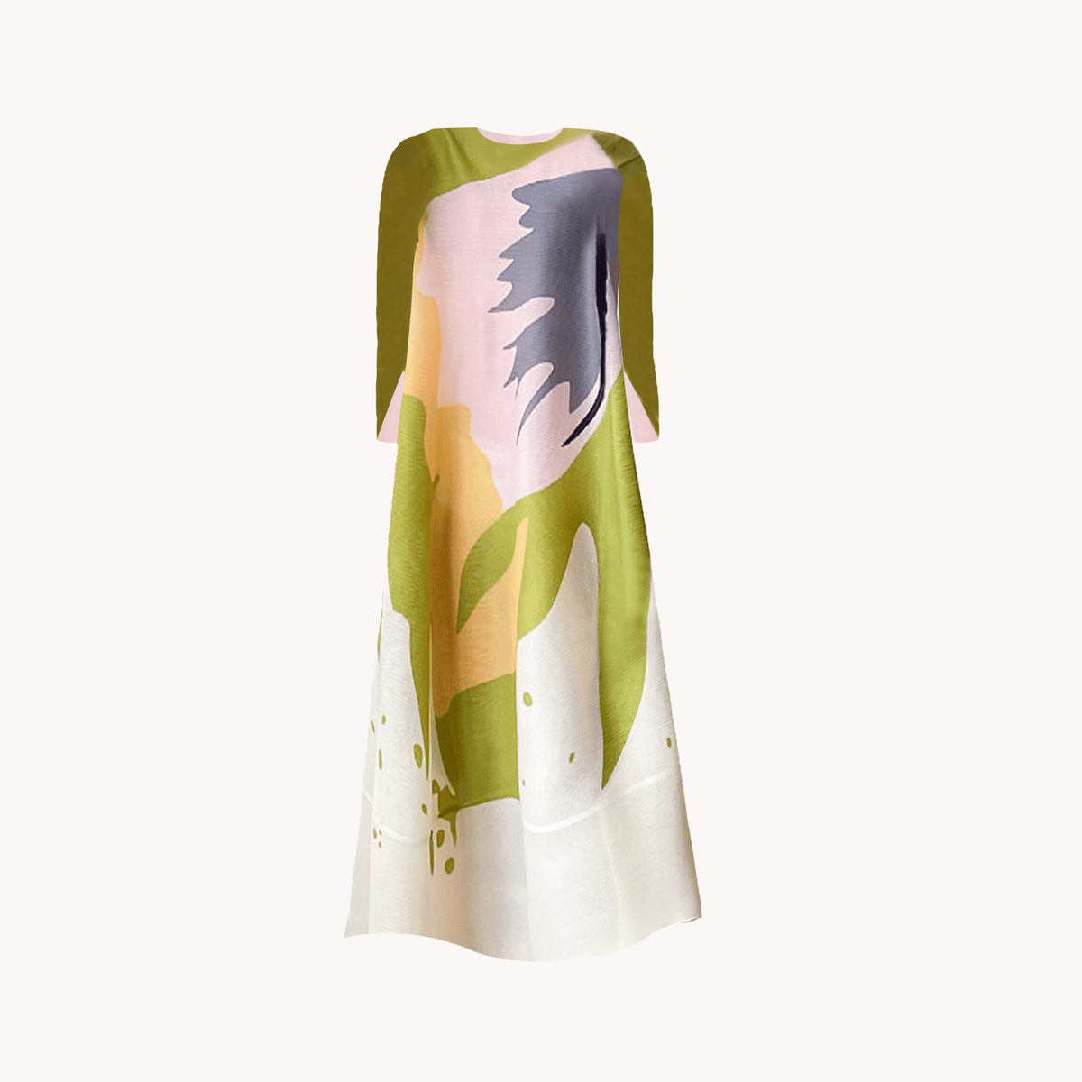 Print Pleated A Line Dress