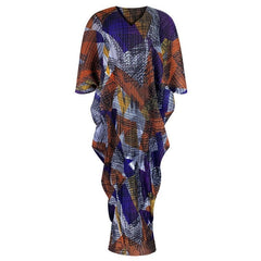 Printed Pleated Maxi Kaftan Dress