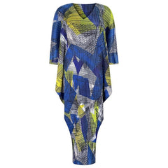 Printed Pleated Maxi Kaftan Dress