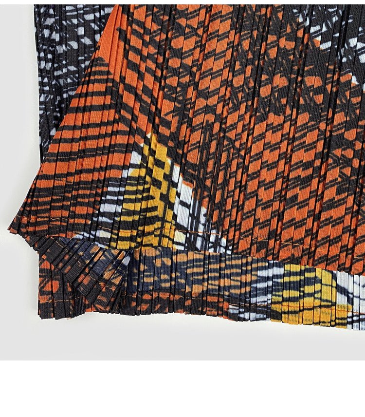 Printed Pleated Maxi Kaftan Dress