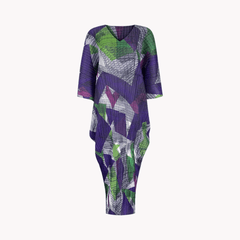 Printed Pleated Maxi Kaftan Dress