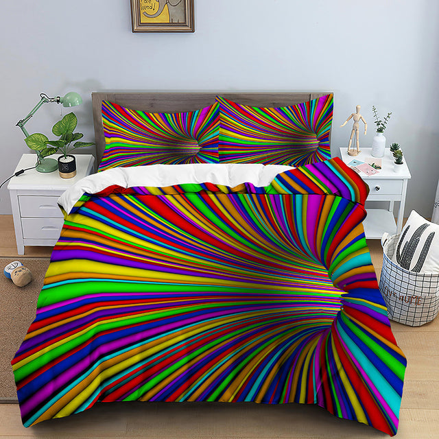 3D Duvet Cover Psychedelic Abstract Double 210x210 Bedding Set 2/3pcs Quilt Cover With Zipper Closure King Size Comforter Cover