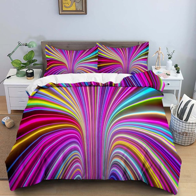 3D Duvet Cover Psychedelic Abstract Double 210x210 Bedding Set 2/3pcs Quilt Cover With Zipper Closure King Size Comforter Cover
