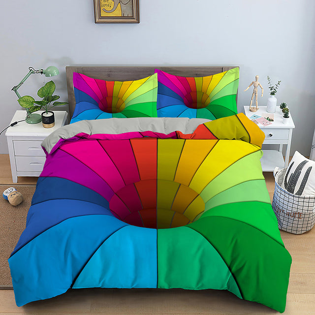 3D Duvet Cover Psychedelic Abstract Double 210x210 Bedding Set 2/3pcs Quilt Cover With Zipper Closure King Size Comforter Cover