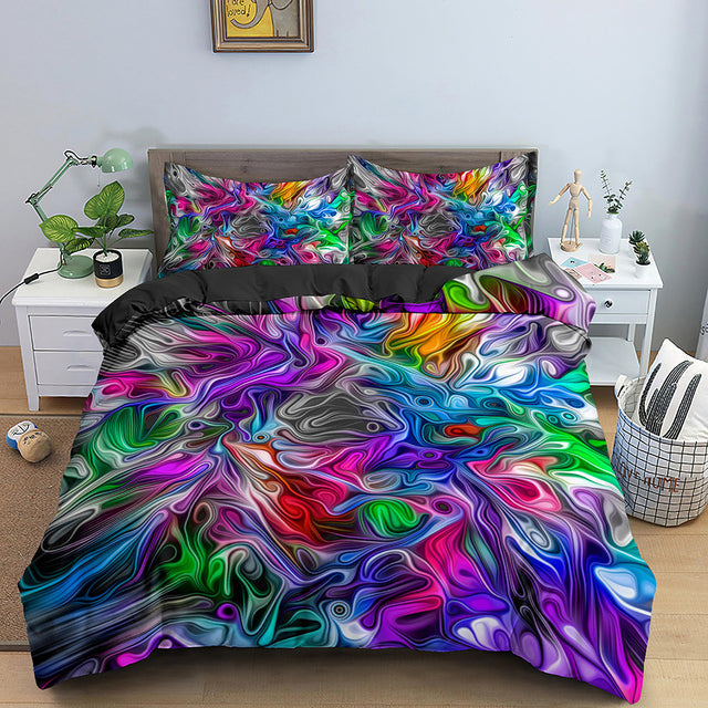3D Duvet Cover Psychedelic Abstract Double 210x210 Bedding Set 2/3pcs Quilt Cover With Zipper Closure King Size Comforter Cover