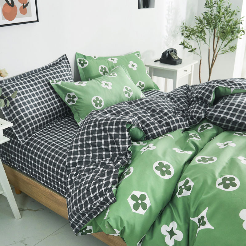 Bedding Set Boy Girl Bed Sheet Quilt Cover Pillowcase Single Bed Double Bed Queen Bed Quilt Cover Washed Cotton Bedclothes