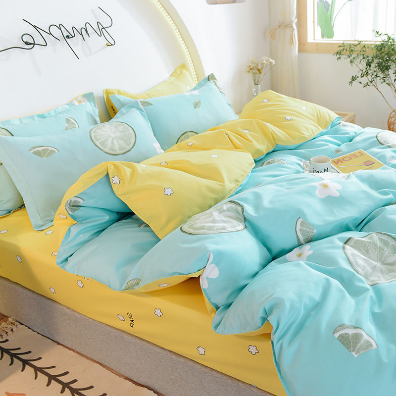 Bedding Set Boy Girl Bed Sheet Quilt Cover Pillowcase Single Bed Double Bed Queen Bed Quilt Cover Washed Cotton Bedclothes