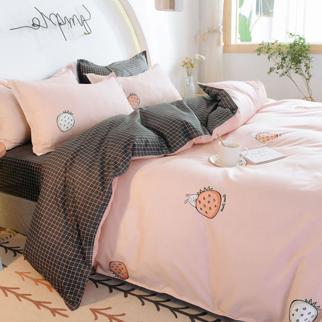 Bedding Set Boy Girl Bed Sheet Quilt Cover Pillowcase Single Bed Double Bed Queen Bed Quilt Cover Washed Cotton Bedclothes