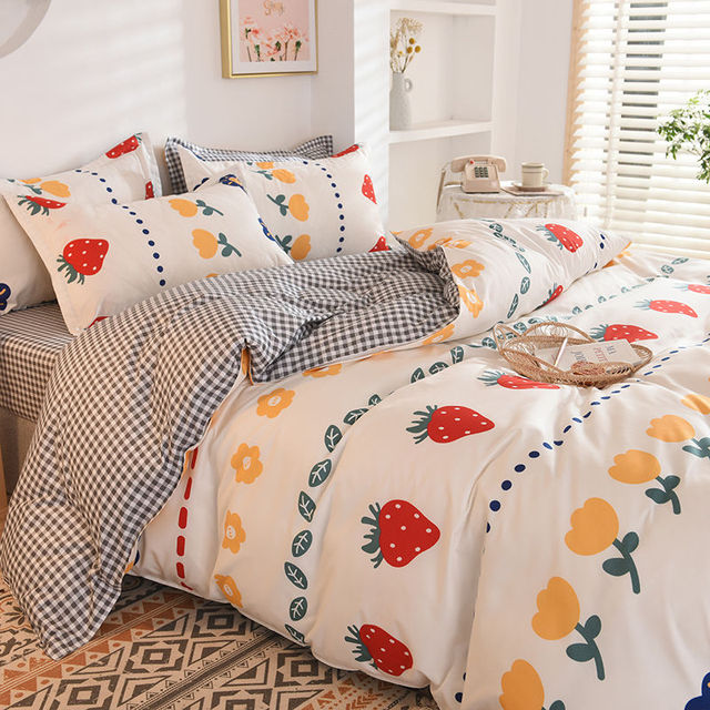Bedding Set Boy Girl Bed Sheet Quilt Cover Pillowcase Single Bed Double Bed Queen Bed Quilt Cover Washed Cotton Bedclothes