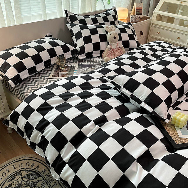 Bedding Set Boy Girl Bed Sheet Quilt Cover Pillowcase Single Bed Double Bed Queen Bed Quilt Cover Washed Cotton Bedclothes