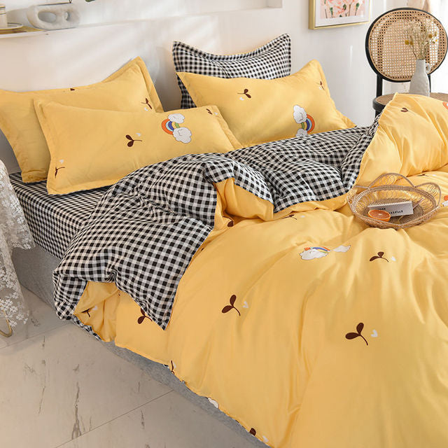 Bedding Set Boy Girl Bed Sheet Quilt Cover Pillowcase Single Bed Double Bed Queen Bed Quilt Cover Washed Cotton Bedclothes