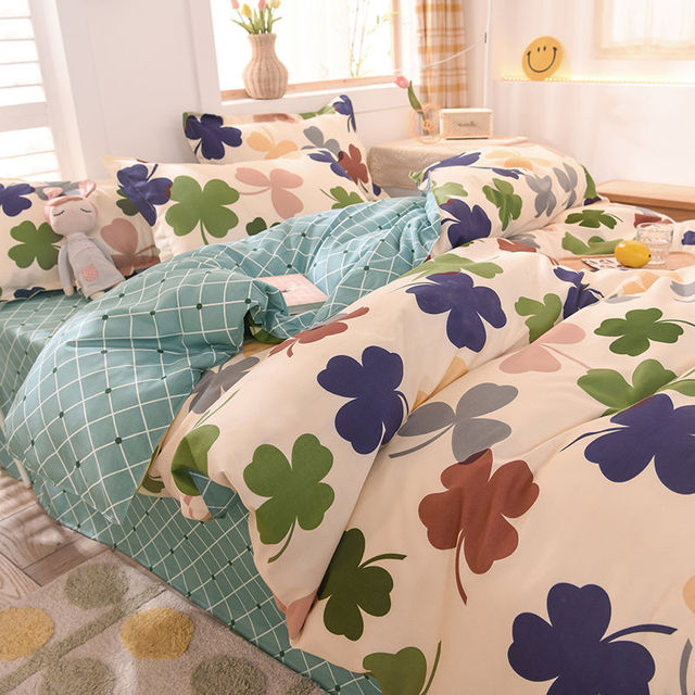 Bedding Set Boy Girl Bed Sheet Quilt Cover Pillowcase Single Bed Double Bed Queen Bed Quilt Cover Washed Cotton Bedclothes