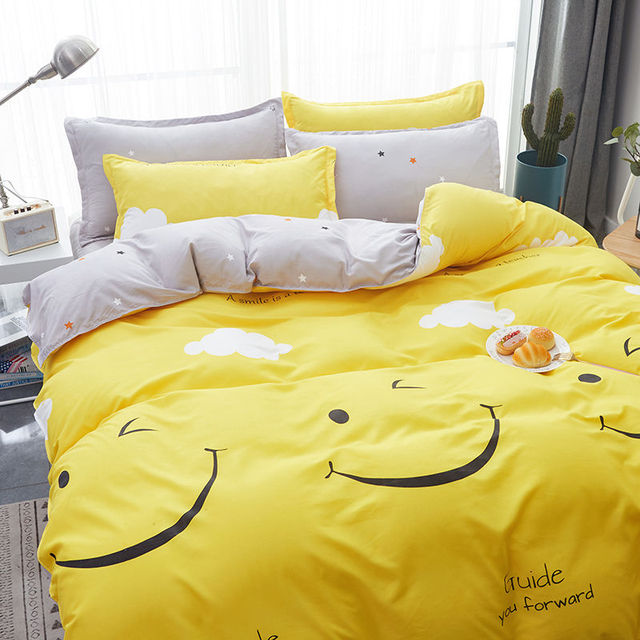 Bedding Set Boy Girl Bed Sheet Quilt Cover Pillowcase Single Bed Double Bed Queen Bed Quilt Cover Washed Cotton Bedclothes