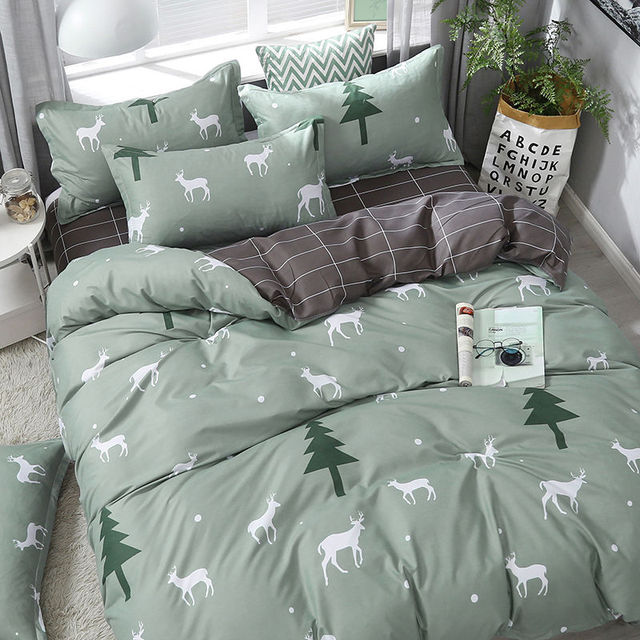 Bedding Set Boy Girl Bed Sheet Quilt Cover Pillowcase Single Bed Double Bed Queen Bed Quilt Cover Washed Cotton Bedclothes