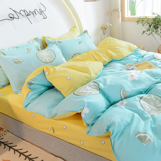 Bedding Set Boy Girl Bed Sheet Quilt Cover Pillowcase Single Bed Double Bed Queen Bed Quilt Cover Washed Cotton Bedclothes