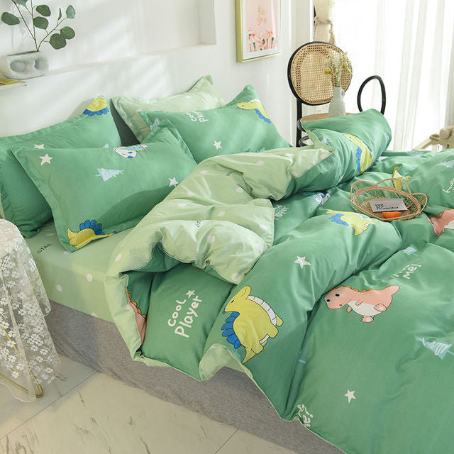 Bedding Set Boy Girl Bed Sheet Quilt Cover Pillowcase Single Bed Double Bed Queen Bed Quilt Cover Washed Cotton Bedclothes