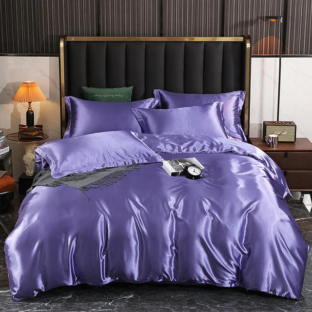 Mulberry Silk Satin Bedding Set High Quality Skin Friendly Real Silk Duvet Cover Set Solid Color King Size White Quilt Cover Set