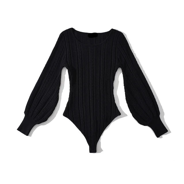 Puff Sleeves Knit Bodysuit