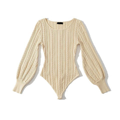 Puff Sleeves Knit Bodysuit